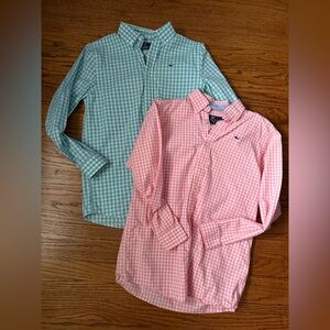Vineyard Vines Kids Gingham Shirts in Blue and Pink